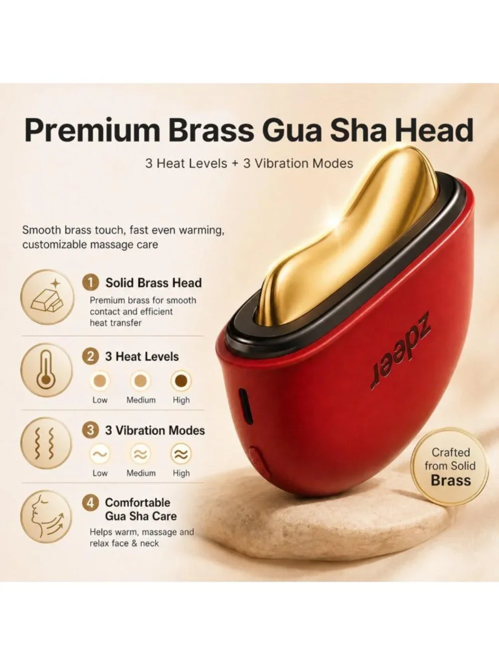 Electric Heated Gua Sha Tool & Red Light Face Massager, Vibration Beauty Device